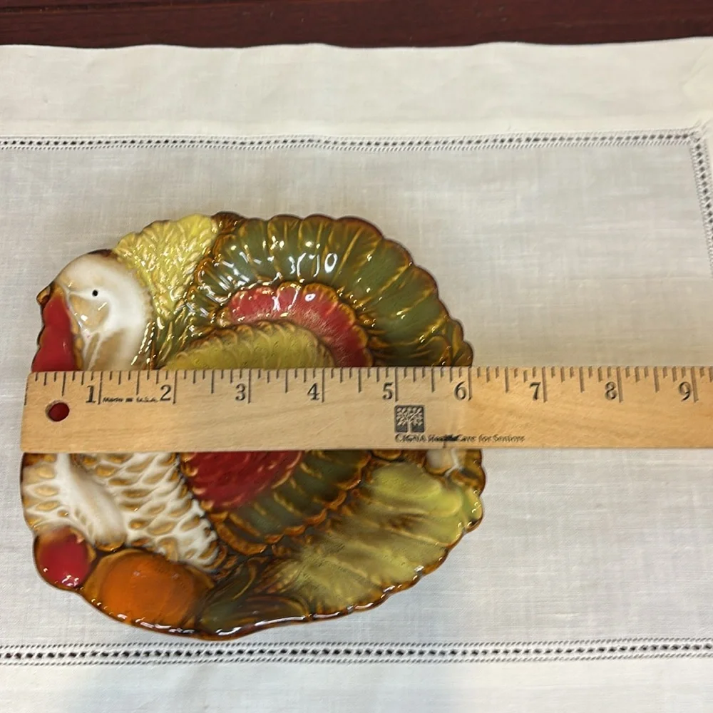 Vintage Thanksgiving Turkey Pottery Ceramic Dish Serving Dish.